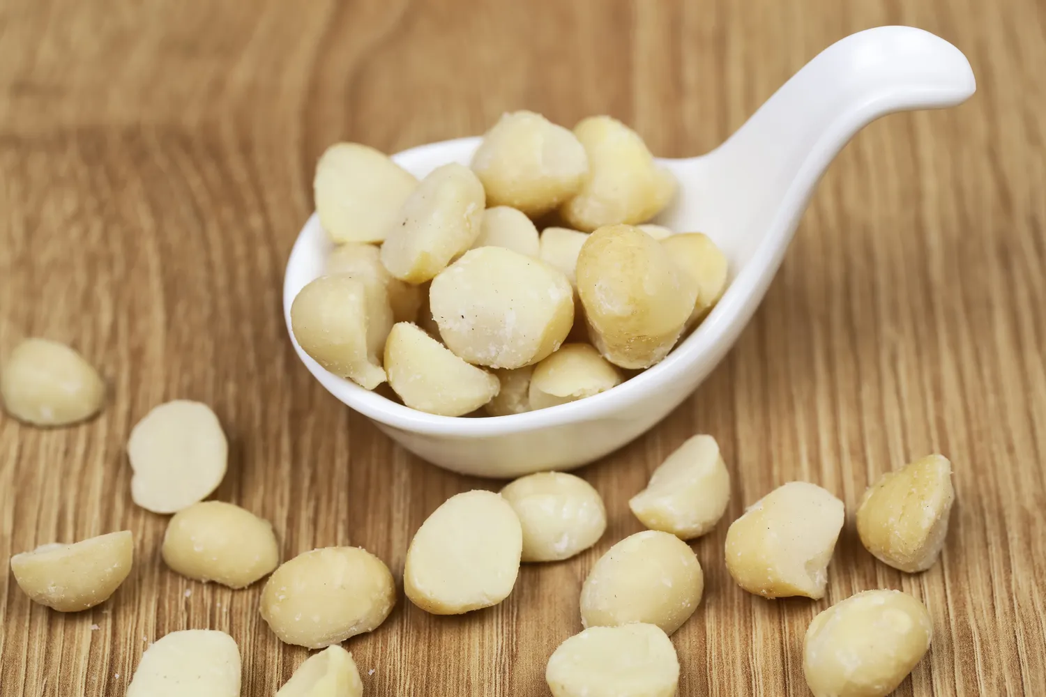 A collection of macadamia nuts.