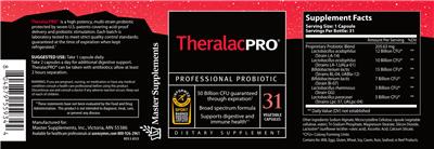 Master Supplements TheralacPRO source label used in the packaging illustration