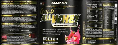 ALLMAX GOLD ALLWHEY Strawberry source label used in the packaging illustration
