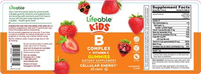 Lifeable Kids B Complex + Vitamin C Gummies Strawberry Flavor product packaging