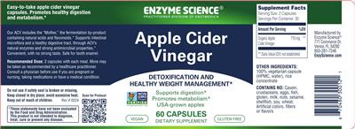 Enzyme Science Apple Cider Vinegar source label used in the packaging illustration