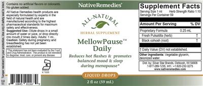 Native Remedies MellowPause Daily source label used in the packaging illustration