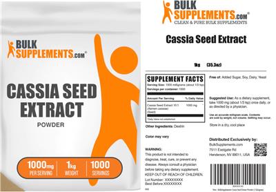 BulkSupplements.com Cassia Seed Extract Powder 1000 mg product packaging