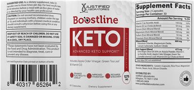 Justified Laboratories Boostline Keto source label used in the packaging illustration