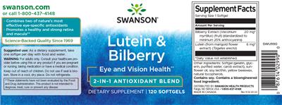 Swanson Lutein & Bilberry source label used in the packaging illustration