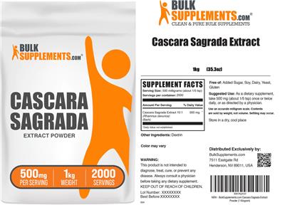 BulkSupplements.com Cascara Sagrada Extract Powder 500 mg product packaging