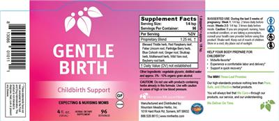 Mountain Meadow Herbs Gentle Birth source label used in the packaging illustration