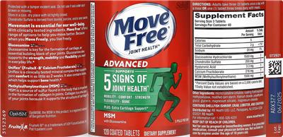 Schiff Move Free Joint Health Advanced MSM with Glucosamine source label used in the packaging illustration