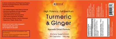 Omica Organics Turmeric & Ginger source label used in the packaging illustration