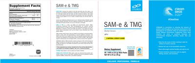 XYMOGEN SAM-e & TMG Natural Lemon Flavor source label used in the packaging illustration
