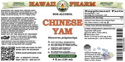 Hawaii Pharm Chinese Yam Non-Alcohol source label used in the packaging illustration