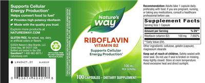 Nature's Way Riboflavin Vitamin B2 100 mg product packaging