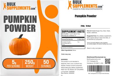 BulkSupplements.com Pumpkin Powder 5 g product packaging
