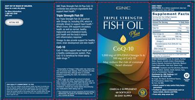 GNC Triple Strength Fish Oil plus CoQ-10 source label used in the packaging illustration