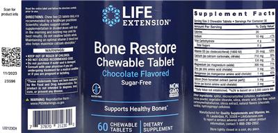 Life Extension Bone Restore Chewable Tablet Chocolate Flavored source label used in the packaging illustration