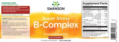 Swanson Super Stress B-Complex with Vitamin C source label used in the packaging illustration