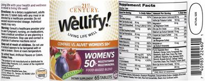 21st Century Wellify! Women's 50+ source label used in the packaging illustration