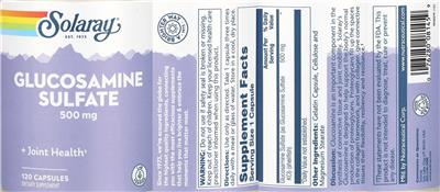Solaray Glucosamine Sulfate 500 mg product packaging