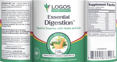 Logos Nutritionals Essential Digestion source label used in the packaging illustration