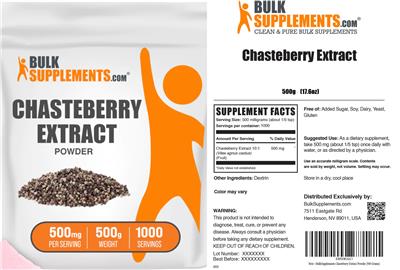 BulkSupplements.com Chasteberry Extract Powder 500 mg product packaging
