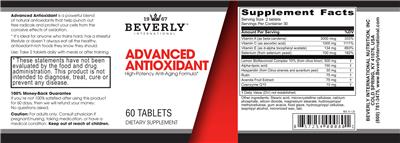 Beverly International Advanced Antioxidant source label used in the packaging illustration