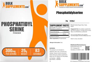 BulkSupplements.com Phosphatidylserine Powder 300 mg source label used in the packaging illustration