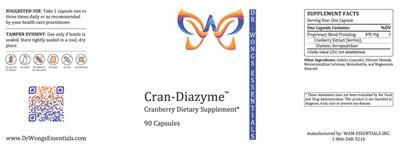 Dr. Wong's Essentials Cran-Diazyme source label used in the packaging illustration