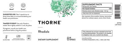 Thorne Rhodiola product packaging