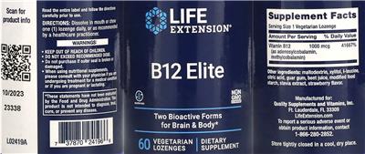 Life Extension B12 Elite product packaging