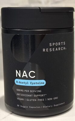 Sports Research NAC 600 mg source label used in the packaging illustration