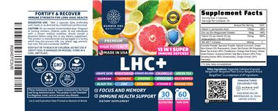 Number One Nutrition LHC+ source label used in the packaging illustration