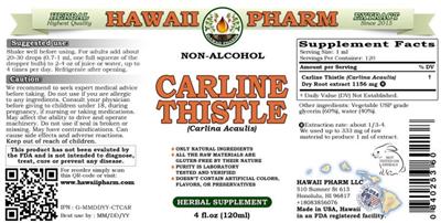 Hawaii Pharm Carline Thistle Non-Alcohol source label used in the packaging illustration