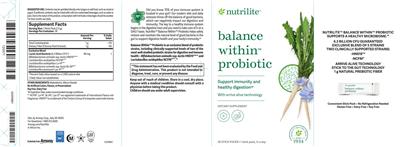 Nutrilite Balance Within Probiotic source label used in the packaging illustration