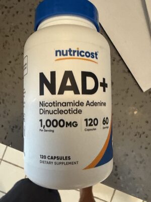 Nutricost NAD+ 1000 mg source label used in the packaging illustration