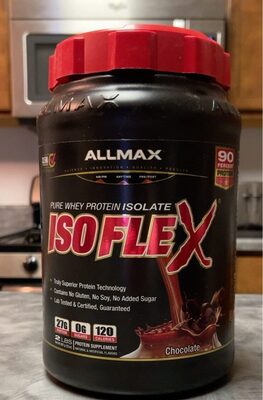 ALLMAX ESSENTIALS ISOFLEX Chocolate source label used in the packaging illustration