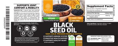 Number One Nutrition Black Seed Oil 1000 mg source label used in the packaging illustration