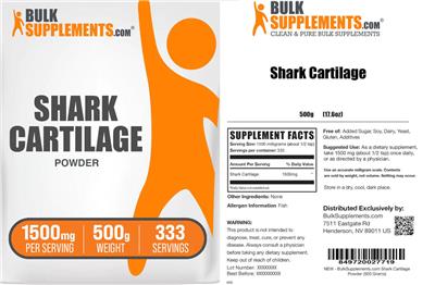 BulkSupplements.com Shark Cartilage Powder 1500 mg product packaging