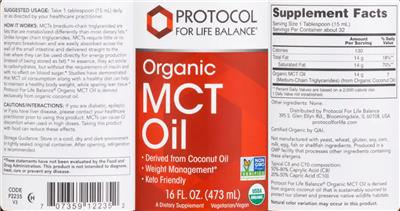 Protocol For Life Balance Organic MCT Oil source label used in the packaging illustration