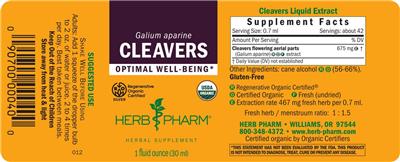 Herb Pharm Cleavers product packaging