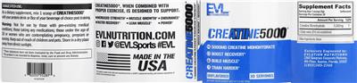 Evlution Nutrition Creatine5000 Unflavored product packaging