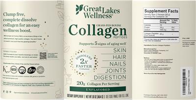 Great Lake Wellness Collagen Peptides Unflavored source label used in the packaging illustration