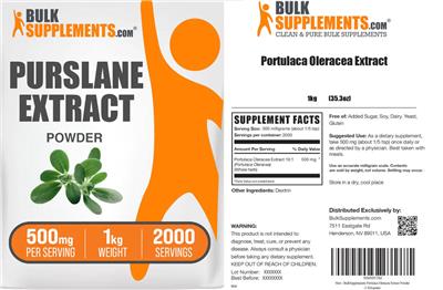 BulkSupplements.com Purslane Extract Powder 500 mg product packaging
