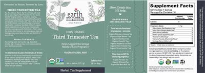 Earth Mama Organics Third Trimester Tea Fragrant Herbal Mint source label used in the packaging illustration