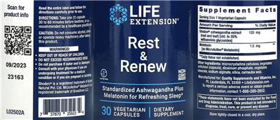 Life Extension Rest & Renew product packaging