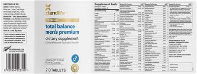Xtendlife Total Balance Men's Premium source label used in the packaging illustration