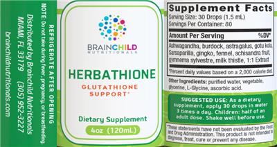 Brainchild Nutritionals Herbathione source label used in the packaging illustration