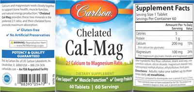 Carlson Chelated Cal-Mag source label used in the packaging illustration