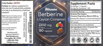 tnvitamins Berberine & Ceylon Cinnamon 2200 mg source label used in the packaging illustration