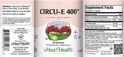 Maxi Health Circu-E 400 source label used in the packaging illustration
