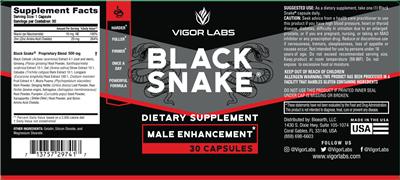 Vigor Labs Black Snake source label used in the packaging illustration